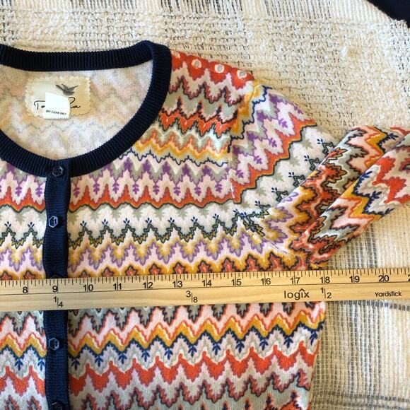 Anthropologie Tabitha Women’s Cardigan Sz M Chevron 100% Cotton Color - Picture 6 of 8